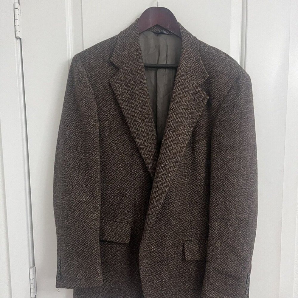 Ralph Lauren Men's Blazer Brown Herringbone Wool 2 Button Jacket Sport Coat 44R